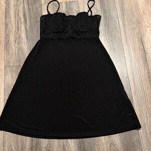 Zara Black Lace-Trim Slip Dress